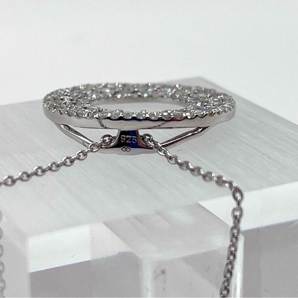 1.00 CT Lab Diamond Round Silver Necklace - Picture 8 of 10